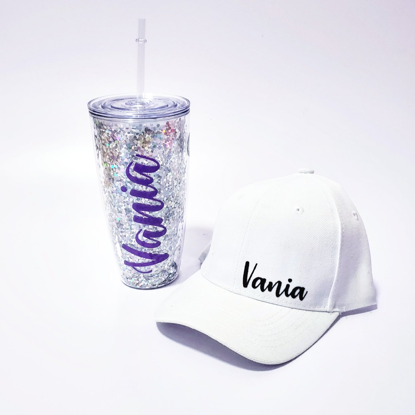 Paquete de gorra y vaso glitter