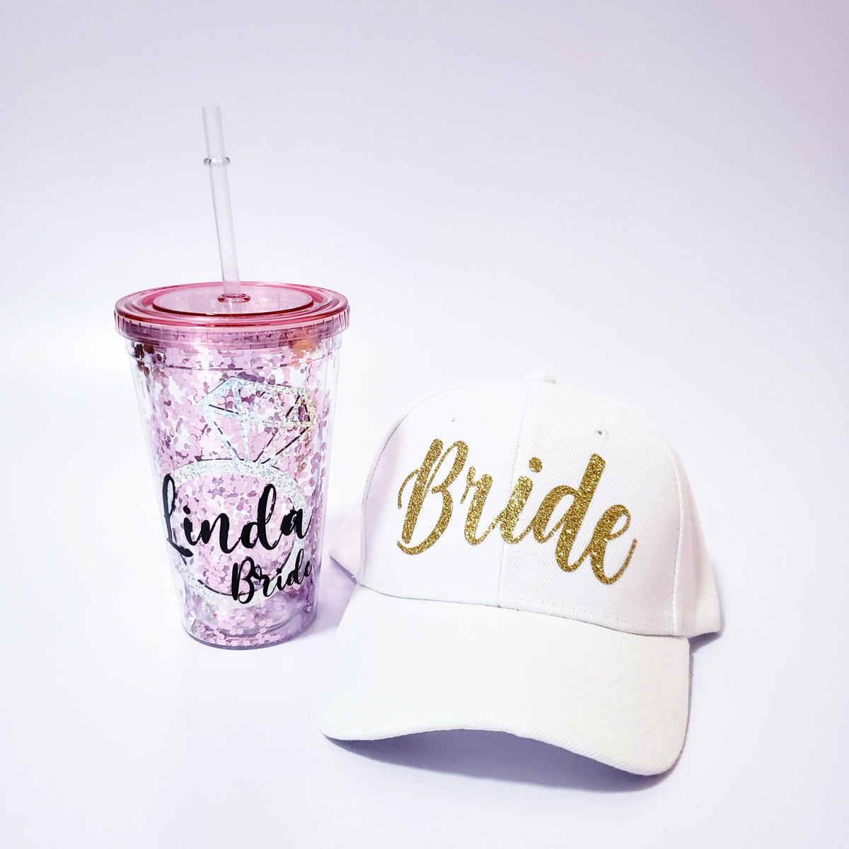 Gorra y vaso glitter
