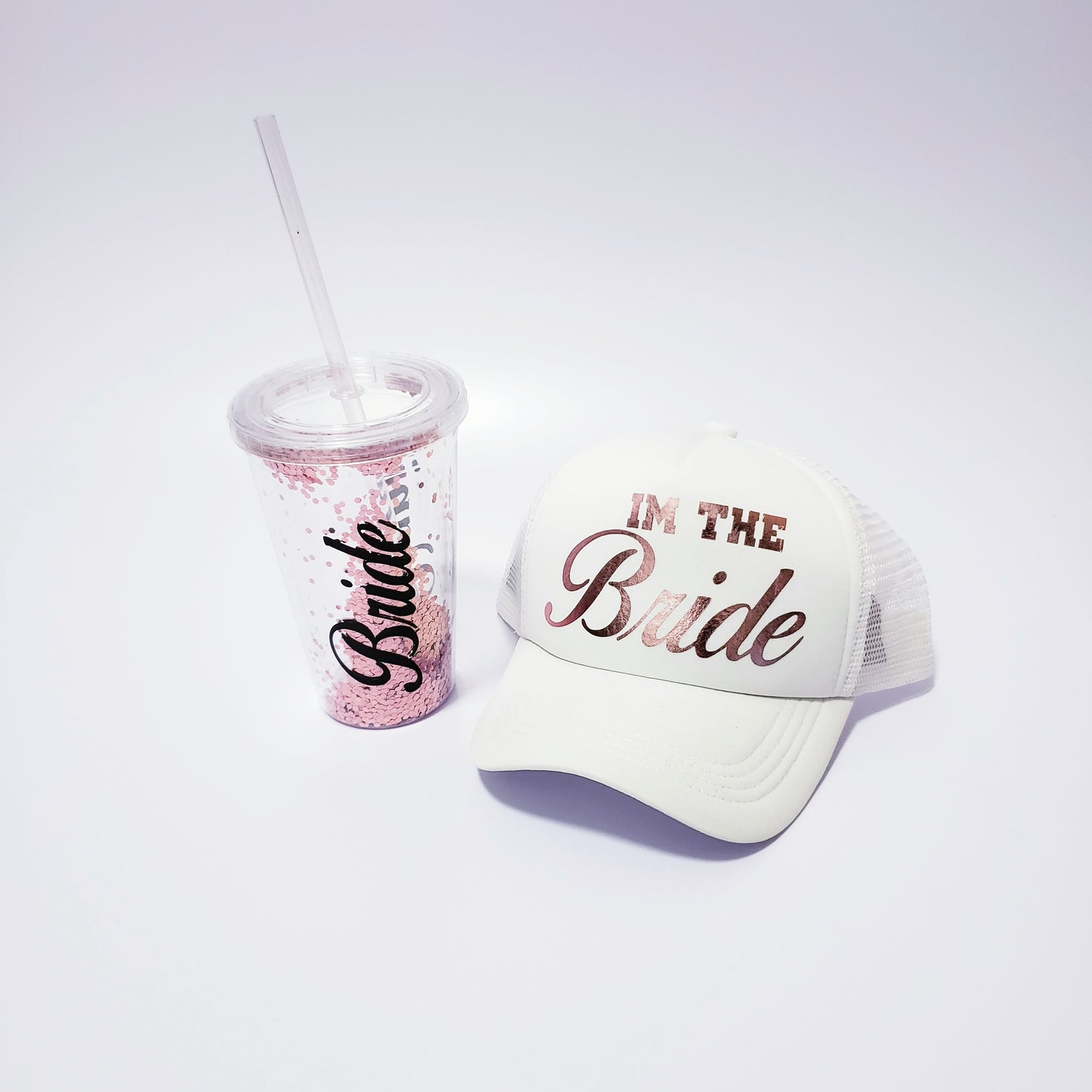 Gorra y vaso glitter