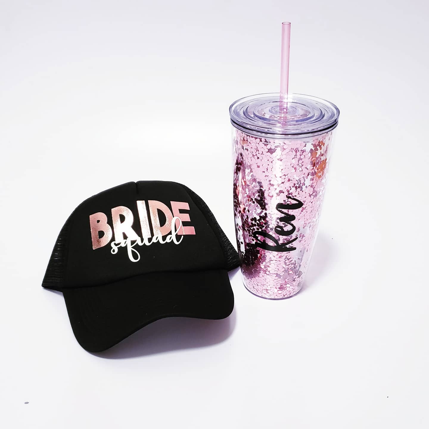 Paquete de gorra y vaso glitter